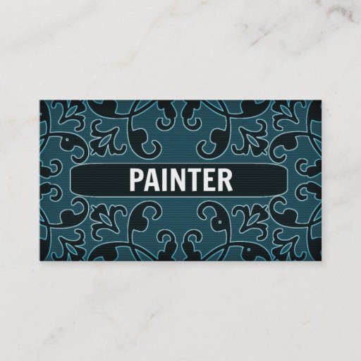 Customizable Painter Teal Damask Business Card