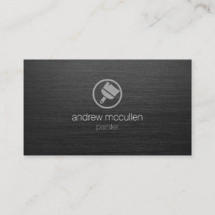 Painter Tools Paintbrush Icon Dark Brushed Metal Business Card
