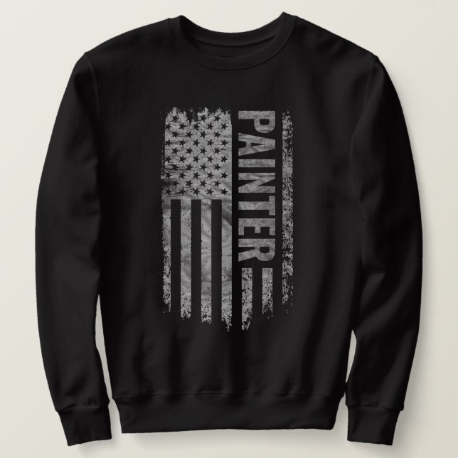 Painter USA Flag Distressed design Sweatshirt (Design Front)
