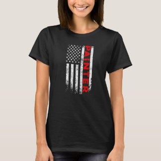 Painter USA Flag Renovation Decorator Handyman Cra T-Shirt