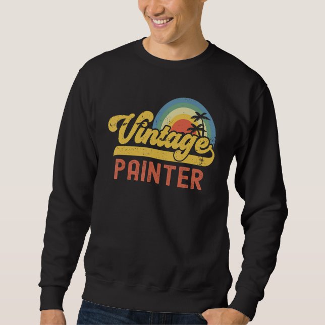 Painter Vintage Sunset Profession Retro Job Title Sweatshirt (Front)