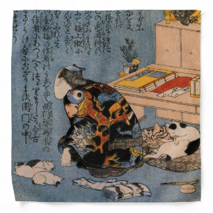 Painter who likes Cats, Utagawa Kuniyoshi Bandana