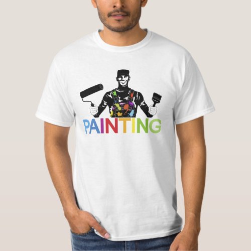Painter with roller and brush in hand T_Shirt