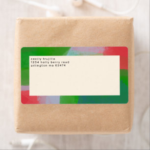 Painterly Abstract Art Monogram Red and Green Label