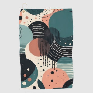 Painterly Abstract Navy Coral Teal Brush Art Golf Towel
