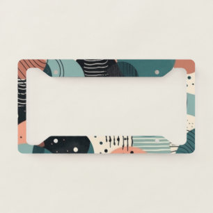 Painterly Abstract Navy Coral Teal Brush Art License Plate Frame