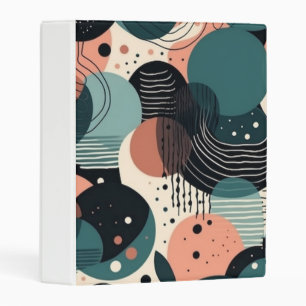 Painterly Abstract Navy Coral Teal Brush Art Mini Binder