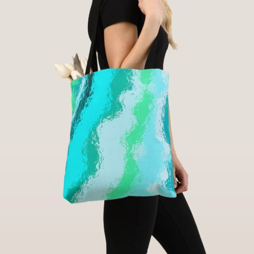 Painterly Abstract Wavy Blue Aqua Green Artsy Tote Bag