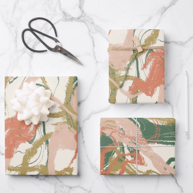 Painterly Abstract Whimsical Wrapping Paper Sheets (Front)