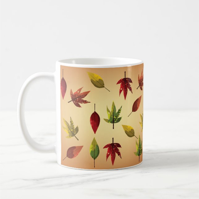 Painterly Autumn Leaves Coffee Mug (Left)