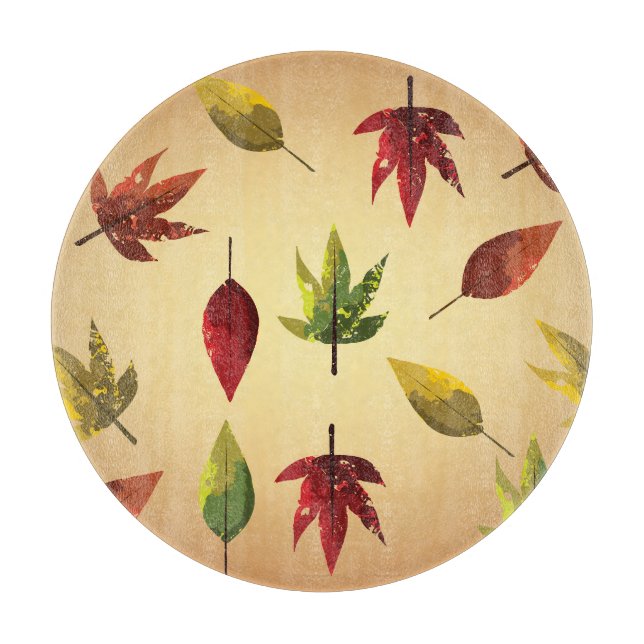 Painterly Autumn Leaves Cutting Board (Front)
