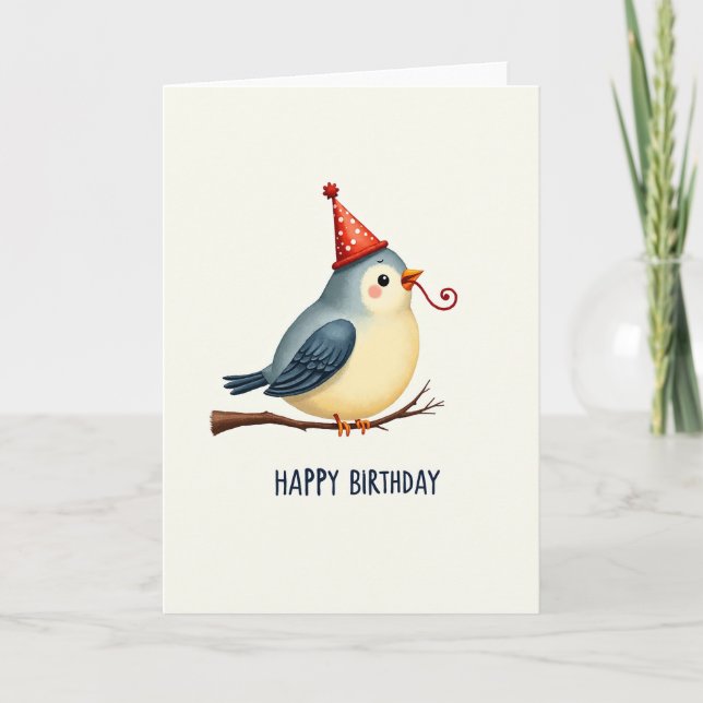 Painterly Bird Birthday Card (Front)