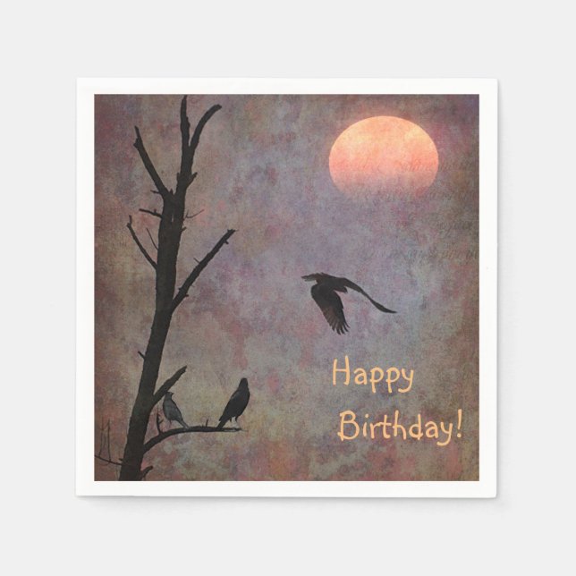 Painterly Birds Birthday Napkins (Front)