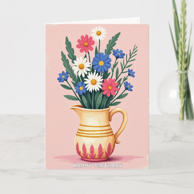Painterly Bloom Birthday Card (Front)