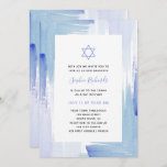 Painterly Blue Watercolor | Bat Mitzvah Invitation<br><div class="desc">These stylish and chic Bat Mitzvah invitations feature trendy watercolor painterly strokes in feminine shades of blue,  with a matching Star of David.</div>