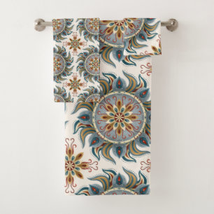 Painterly Boho Mandala Bath Towel Set
