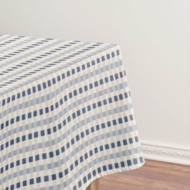 Painterly Coastal Blue Plaid Seamless Pattern Tablecloth (In Situ)
