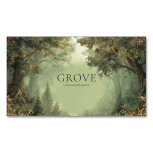 Painterly Enchanted Forest Misty Trees Business Card Magnet