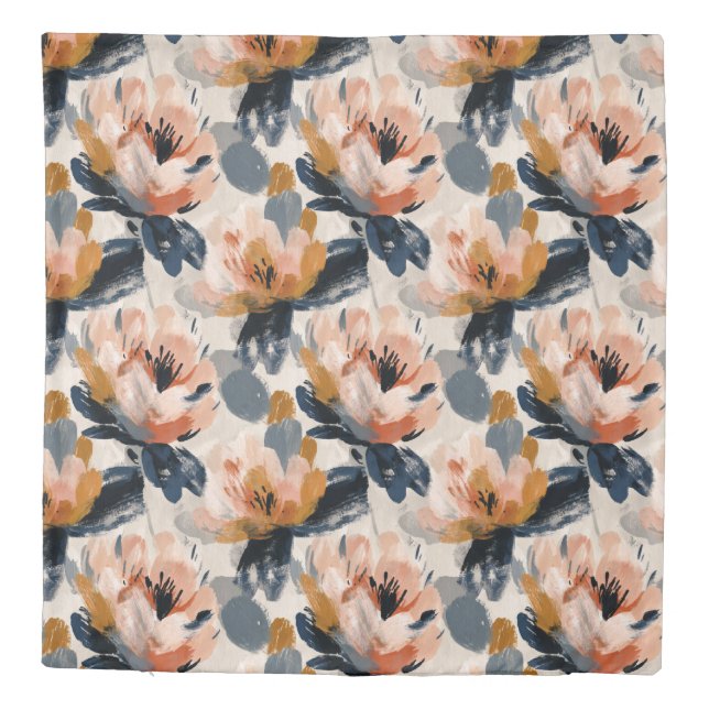 Painterly Floral Botanical  Duvet Cover (Back)