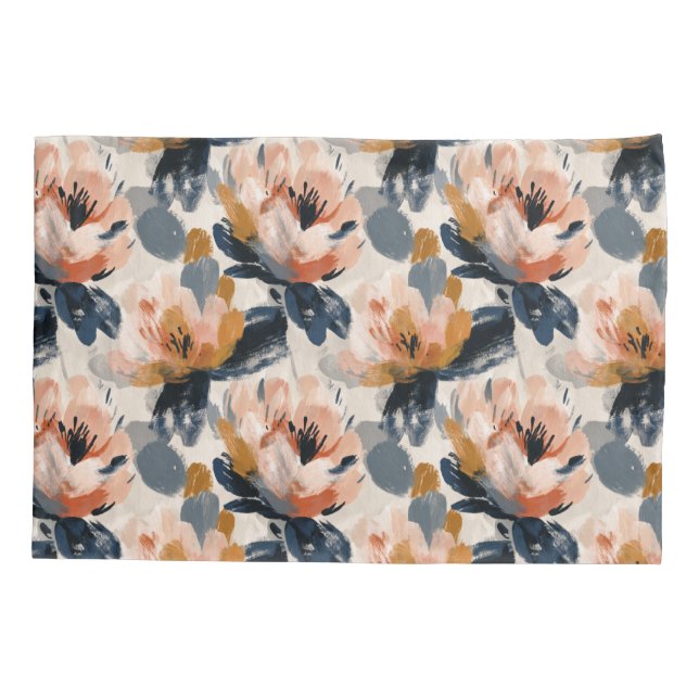 Painterly Floral Botanical Pillow Case (Back)
