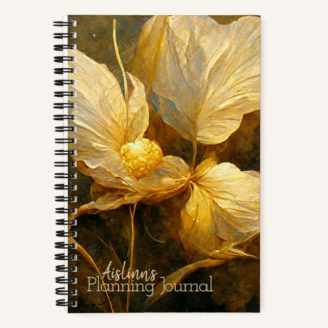 Painterly Golden Flowers Journaling Notebook (Front)