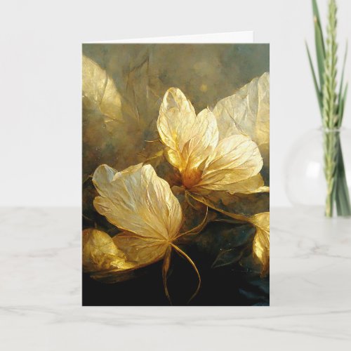 Painterly Golden Leaves Greeting Card