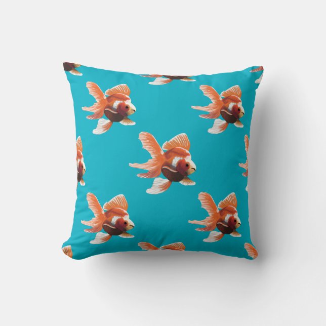 Painterly Goldfish Pattern Custom Throw Pillow (Front)