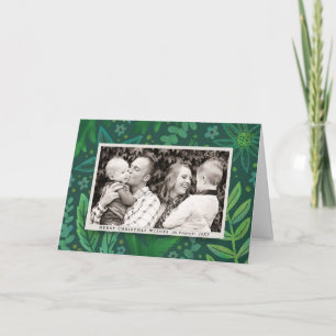 Painterly Greens Botanical Holiday Photo Card