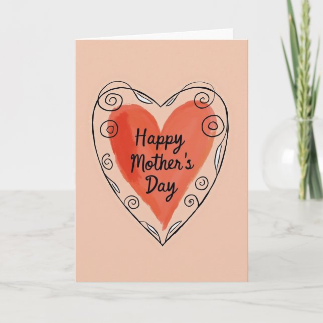 Painterly Heart Mothers Day Card (Front)