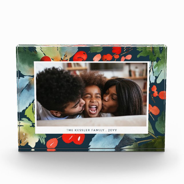Painterly | Horizontal Navy | Holiday Photo Block (Front)