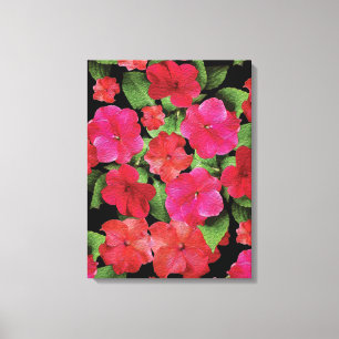 Painterly Impatiens Flowers Canvas Print
