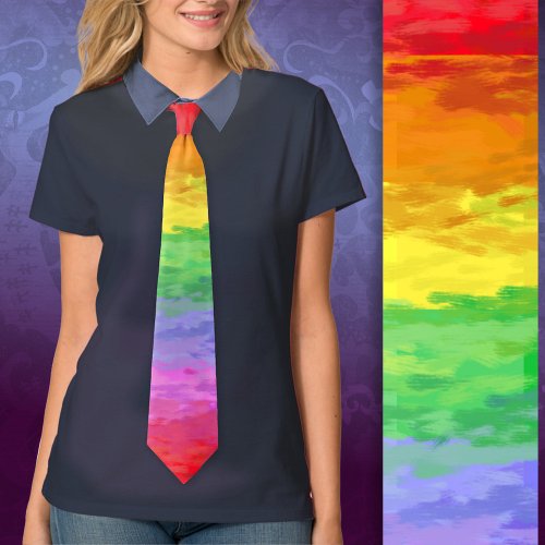 Painterly Impressionist Rainbow Neck Tie