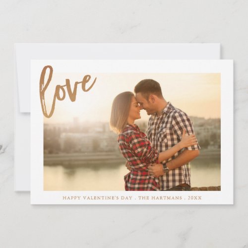 Painterly Love  Valentines Day Photo Card  Gold