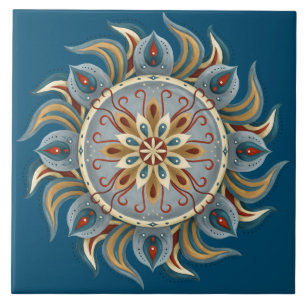 Painterly Mandala Ceramic Tile