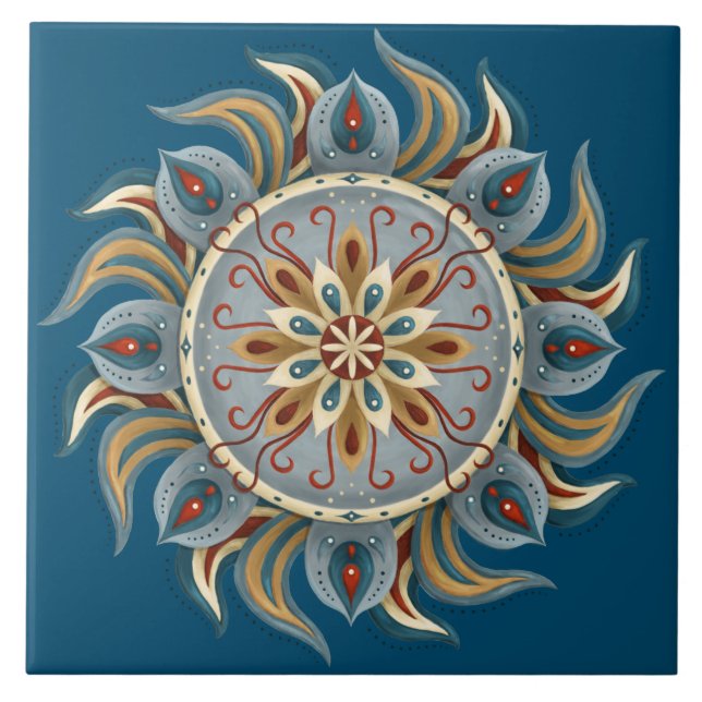 Painterly Mandala Ceramic Tile (Front)
