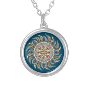 Painterly Mandala Silver Plated Necklace