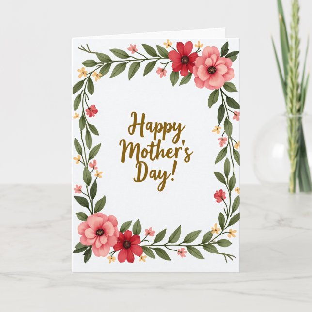 Painterly Mothers Day Leaf Card (Front)