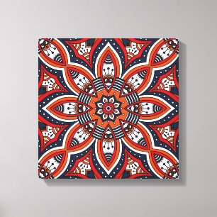 Painterly Nature Boho Floral Mandala Canvas Print