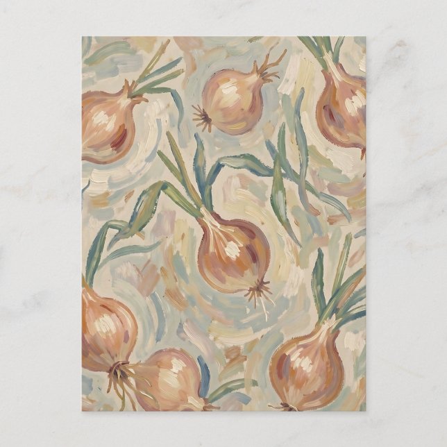 Painterly Onion Pattern Impressionist Art Postcard (Front)