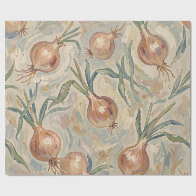 Painterly Onion Pattern Impressionist Art Wrapping Paper (Flat)