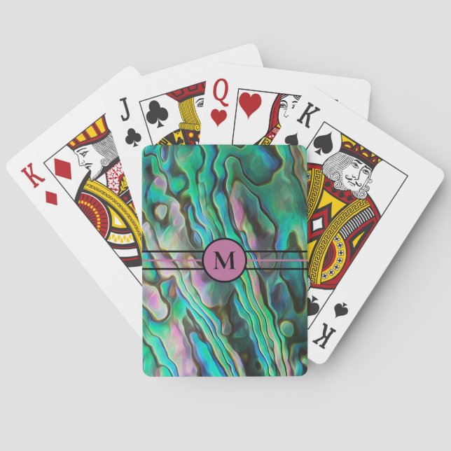 Painterly Paua Initial Playing Cards (Back)