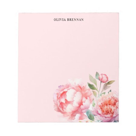 Painterly Peonies Refined Floral Blush Design Notepad