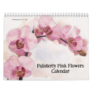 Painterly Pink Flowers Calendar