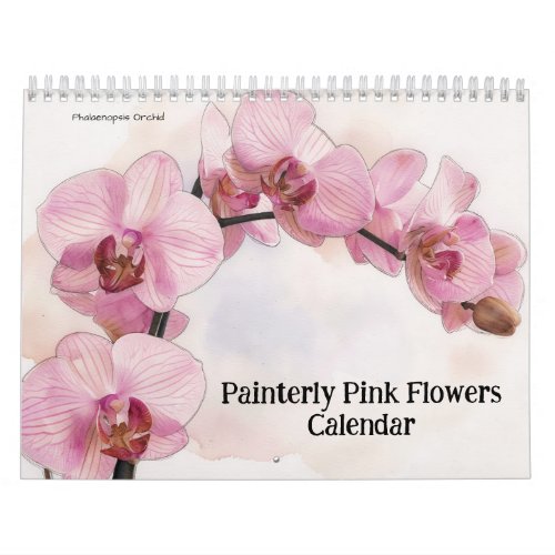 Painterly Pink Flowers Calendar