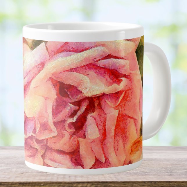 Painterly Pink Roses Giant Coffee Mug (Creator Uploaded)