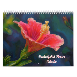Painterly Red Flowers Calendar