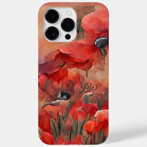 Painterly red poppies and custom text Case_Mate iPhone 14 pro max case