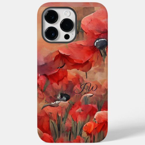 Painterly red poppies and custom text Case_Mate iPhone 14 pro max case
