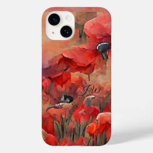 Painterly red poppies and custom text Case_Mate iPhone 14 case