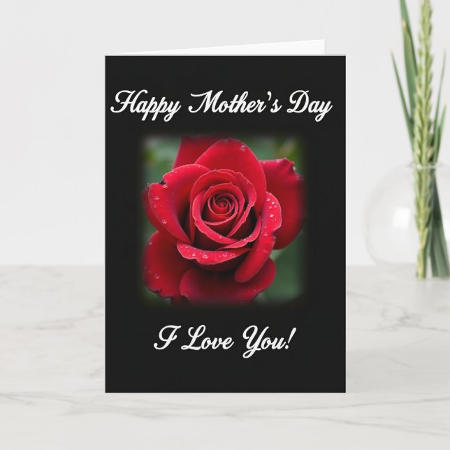 Painterly Red Rose Mothers Day Card (Front)